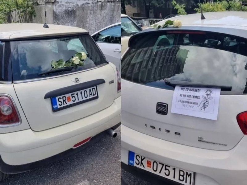 Kuzey Makedonya Büyükelçiliği Araçlarına Sofya'da Beyaz Güller