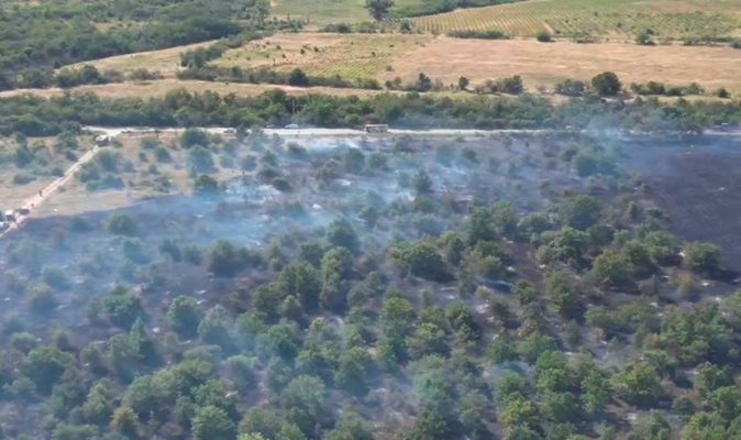 Yangın 220 dekar kuru ot ve çalıyı kül etti.