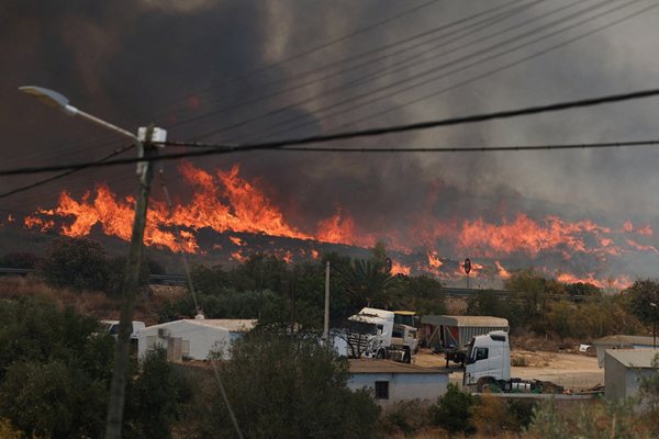 Askerler ve itfaiyeciler yangını söndürmeye çalışıyor. Fotoğraf: Reuters