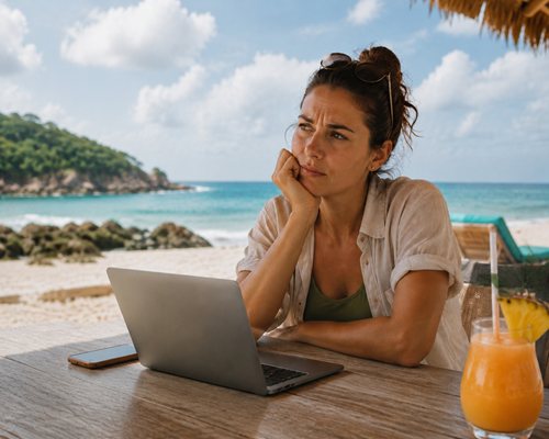 Deniz manzarası ile bir sonraki e-posta arasında