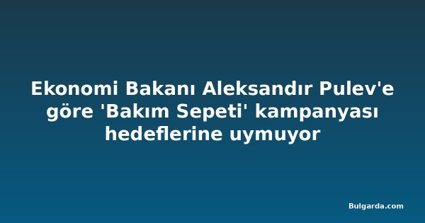 Ekonomi Bakanı Aleksandır Pulev'e göre 'Bakım Sepeti' kampanyası hedeflerine uymuyor