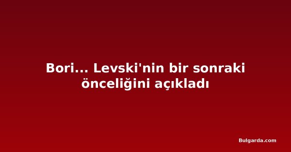 Bori... Levski'nin bir sonraki önceliğini açıkladı
