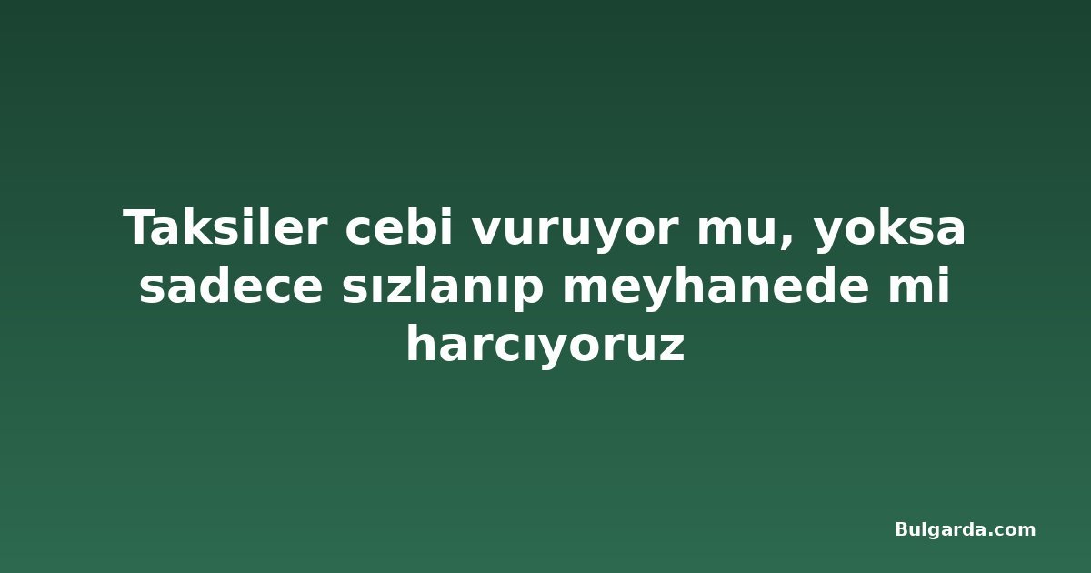 Taksiler cebi vuruyor mu, yoksa sadece sızlanıp meyhanede mi harcıyoruz
