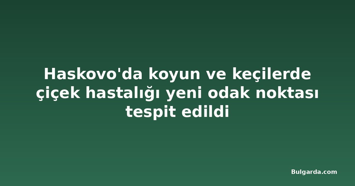 Haskovo'da koyun ve keçilerde çiçek hastalığı yeni odak noktası tespit edildi