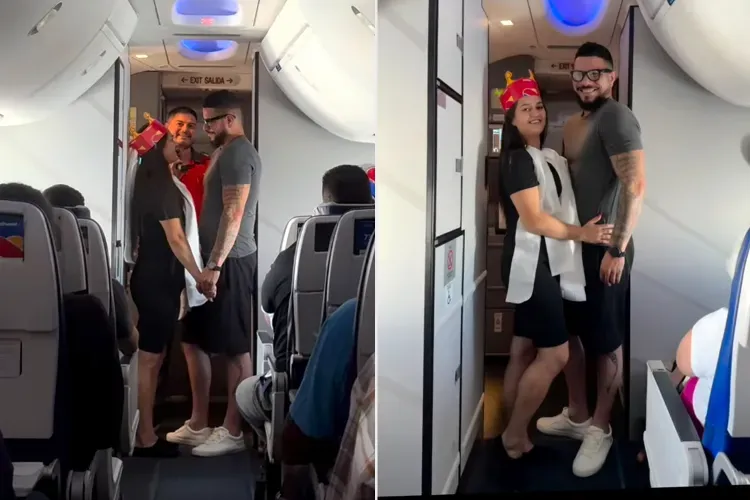 Las Vegas'a Kaçıp Gizlice Evlenmek İstediler, Mürettebat 35 Bin Fit Yükseklikte Onları Evlendirdi