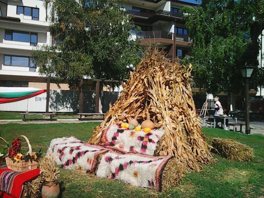 Köy muhtarı Dobrich'te yemek yarışmasında biberli patlıcan yahnisi pişiriyor