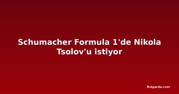 Schumacher Formula 1'de Nikola Tsolov'u istiyor