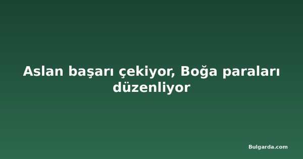 Aslan başarı çekiyor, Boğa paraları düzenliyor