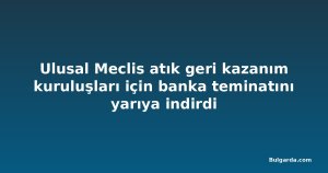 Ulusal Meclis atık geri kazanım kuruluşları için banka teminatını yarıya indirdi