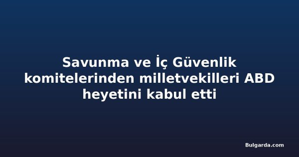 Savunma ve İç Güvenlik komitelerinden milletvekilleri ABD heyetini kabul etti