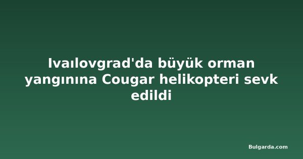 Ivaılovgrad'da büyük orman yangınına Cougar helikopteri sevk edildi