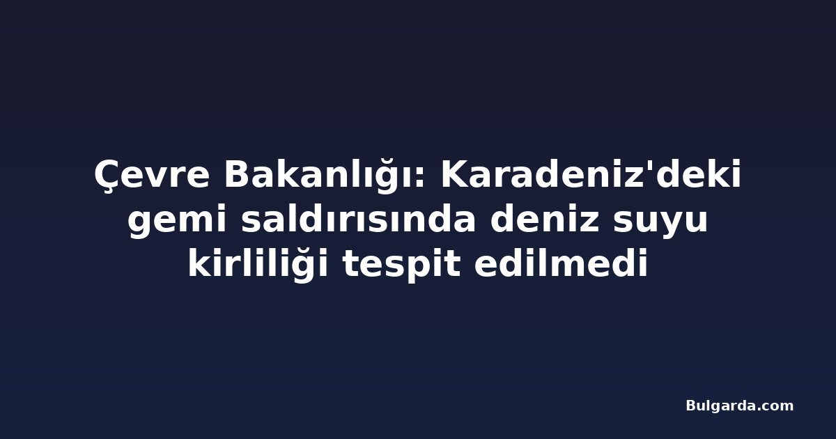 Çevre Bakanlığı: Karadeniz'deki gemi saldırısında deniz suyu kirliliği tespit edilmedi