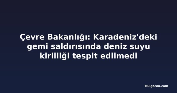 Çevre Bakanlığı: Karadeniz'deki gemi saldırısında deniz suyu kirliliği tespit edilmedi