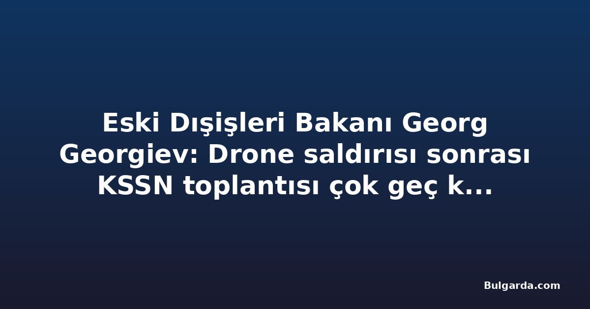 Eski Dışişleri Bakanı Georg Georgiev: Drone saldırısı sonrası KSSN toplantısı çok geç kaldı