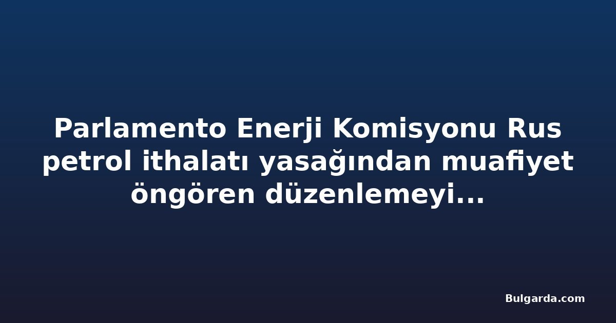 Parlamento Enerji Komisyonu Rus petrol ithalatı yasağından muafiyet öngören düzenlemeyi reddetti