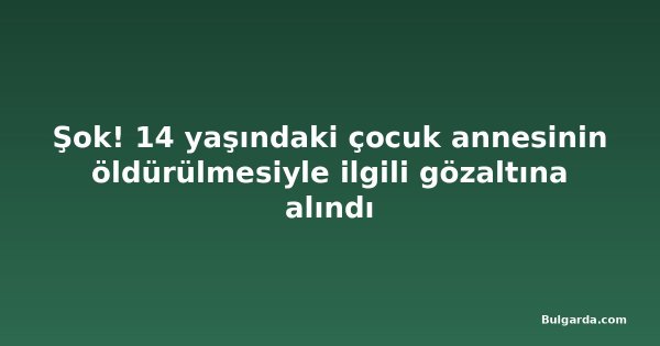 Şok! 14 yaşındaki çocuk annesinin öldürülmesiyle ilgili gözaltına alındı