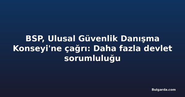 BSP, Ulusal Güvenlik Danışma Konseyi'ne çağrı: Daha fazla devlet sorumluluğu