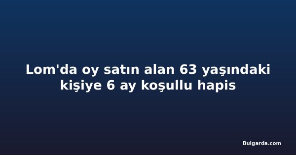 Lom'da oy satın alan 63 yaşındaki kişiye 6 ay koşullu hapis