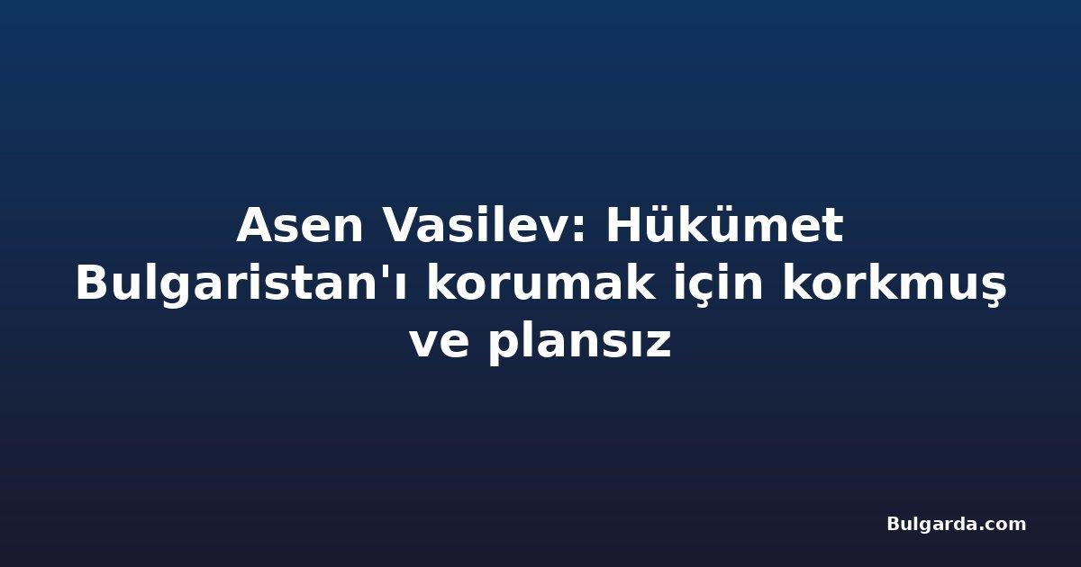 Asen Vasilev: Hükümet Bulgaristan'ı korumak için korkmuş ve plansız