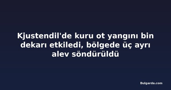 Kjustendil'de kuru ot yangını bin dekarı etkiledi, bölgede üç ayrı alev söndürüldü