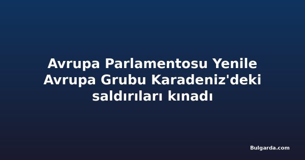 Avrupa Parlamentosu Yenile Avrupa Grubu Karadeniz'deki saldırıları kınadı